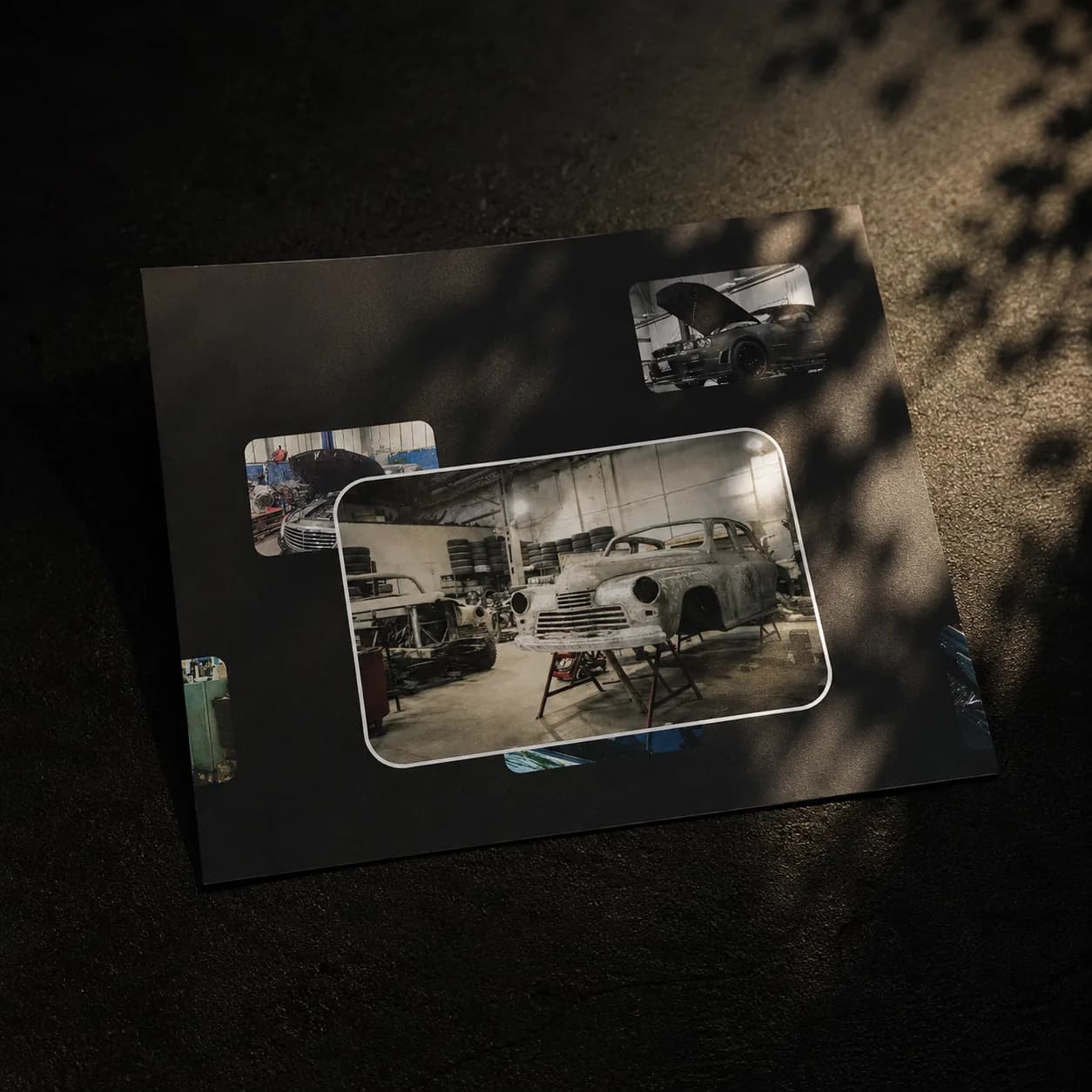 Al Ayoon classic-car project imagery presented in an editorial layout